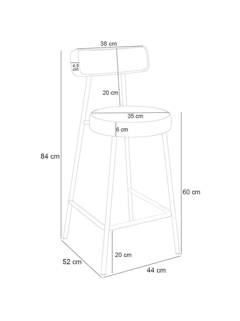Banqueta Baixa Cozinha Sala Jantar Bancada Milão L02 Couríssimo Preto Brilho Camel - Lyam Decor