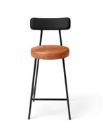 Banqueta Baixa Cozinha Sala Jantar Bancada Milão L02 Couríssimo Preto Brilho Camel - Lyam Decor