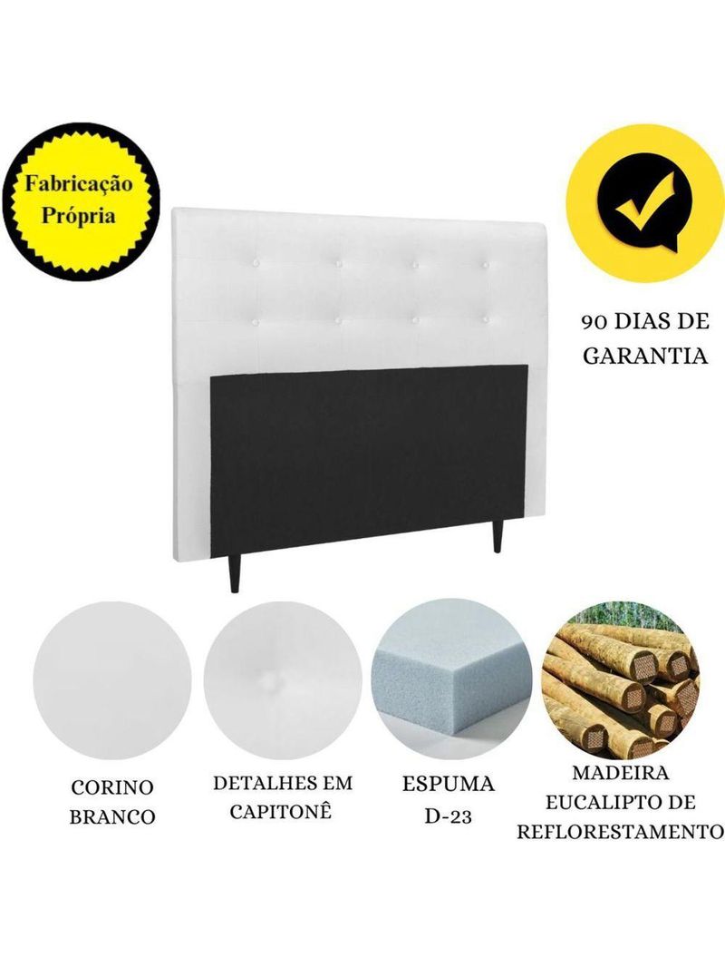 Cabeceira Estofada Cama Queen 160cm Helena Corino Branco
