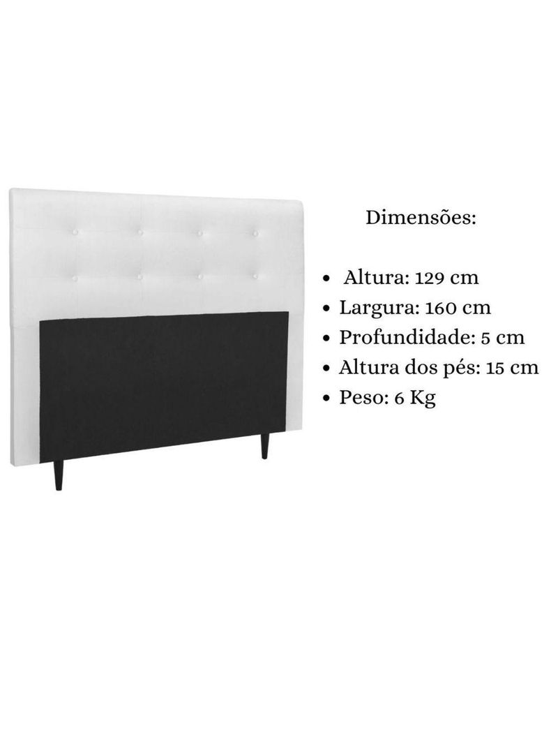 Cabeceira Estofada Cama Queen 160cm Helena Corino Branco