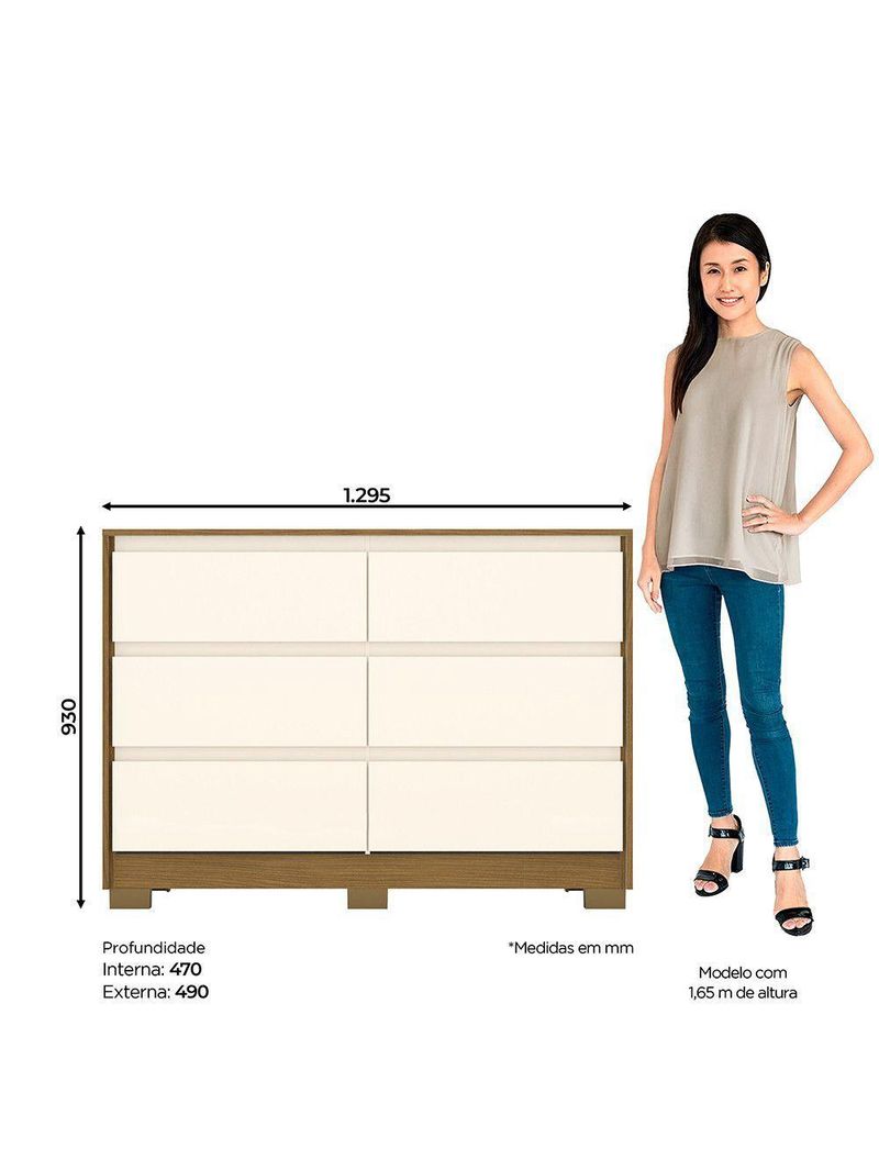 Cômoda 6 Gavetas Layla Casa 812 Nature Com Off White