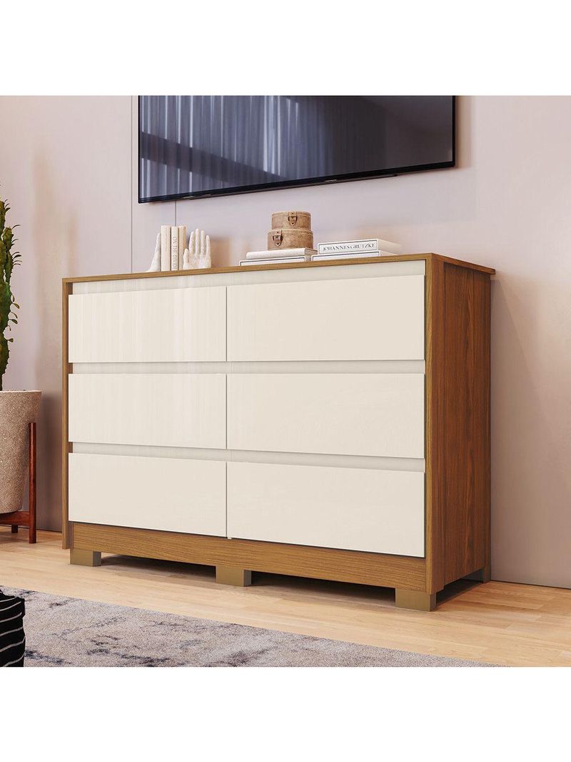 Cômoda 6 Gavetas Layla Casa 812 Nature Com Off White