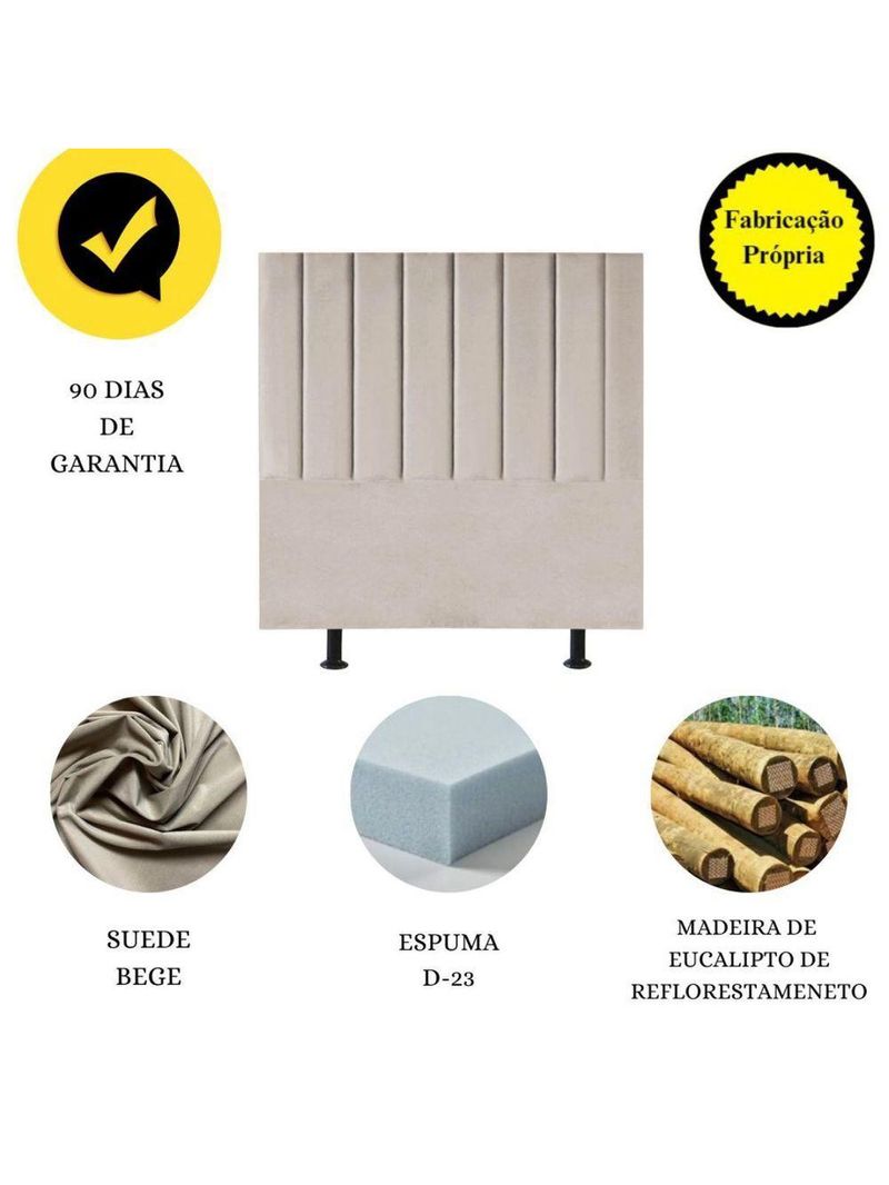 Cabeceira Estofada Cama Casal Queen Size 160cm Maisa Suede - Bege