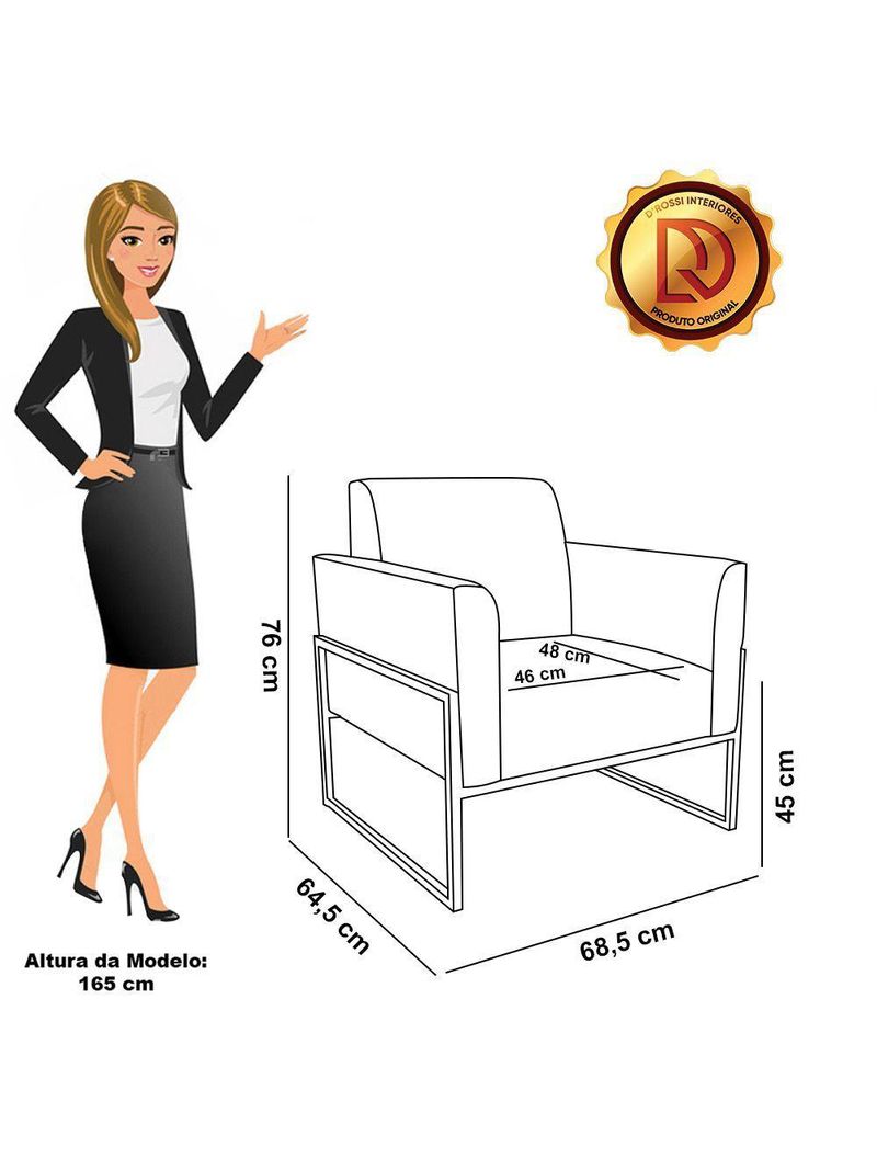 Poltrona Base Industrial Alta Preto Marisa Corino Preto D03 - D\'rossi