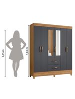 Guarda Roupas Casal Com EspelhoMobi Nature/Grafite Albatroz