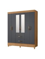 Guarda Roupas Casal Com EspelhoMobi Nature/Grafite Albatroz