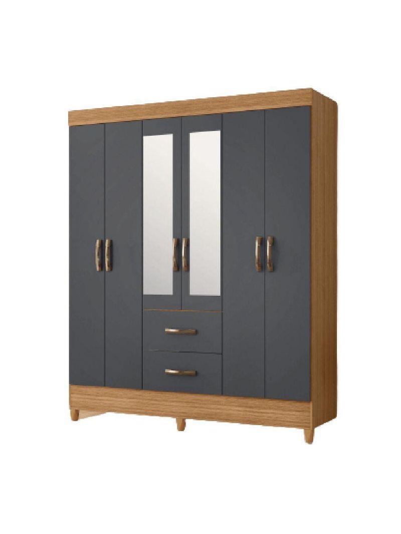 Guarda Roupas Casal Com EspelhoMobi Nature/Grafite Albatroz