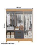 Guarda Roupas Casal Com EspelhoMobi Nature/Grafite Albatroz