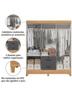 Guarda Roupas Casal Com EspelhoMobi Nature/Grafite Albatroz