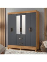 Guarda Roupas Casal Com EspelhoMobi Nature/Grafite Albatroz