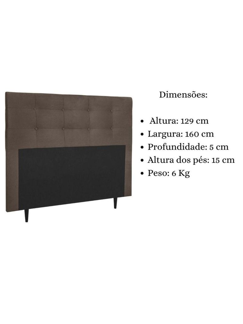 Cabeceira Estofada Cama Box Queen 160 Cm Milão Suede Suede Marrom