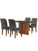 Mesa Olímpia 120cm Mdf Vidro Canto Copo Com 4 Cadeiras