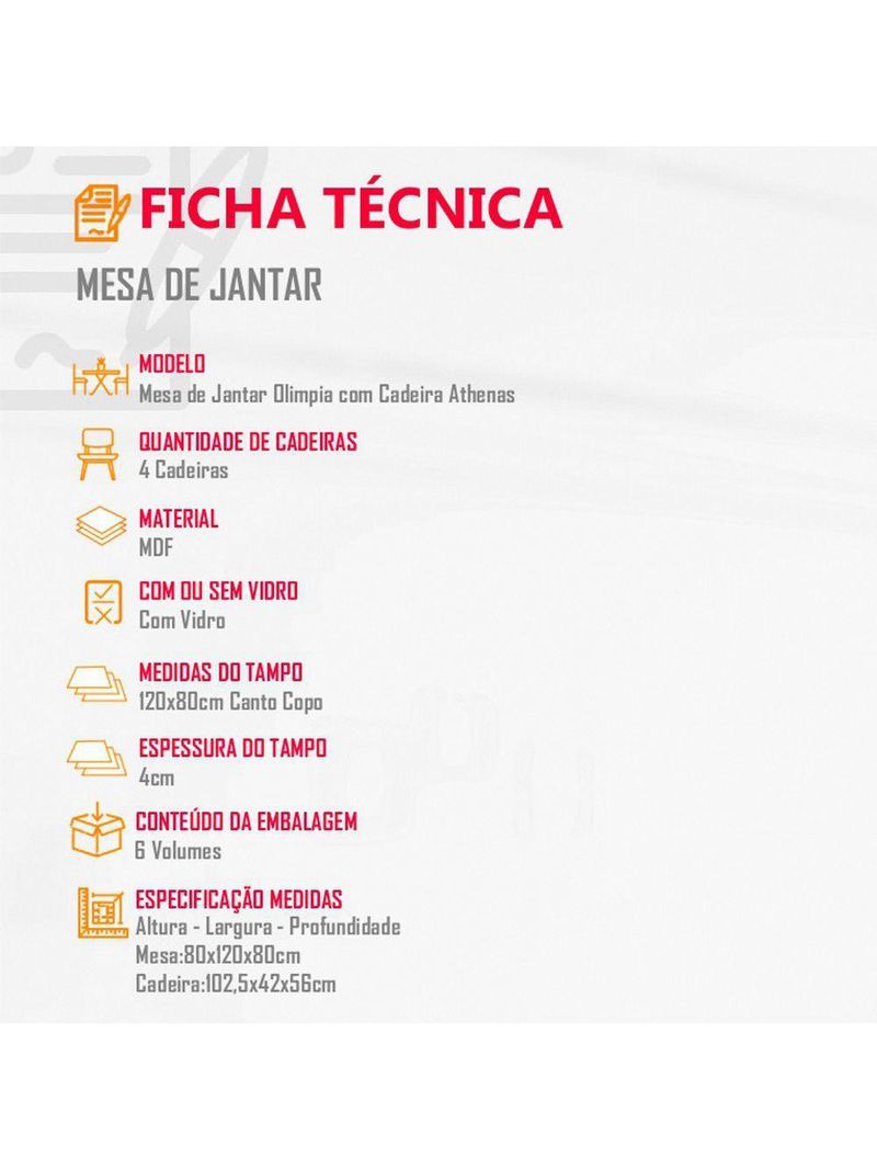 Mesa Olímpia 120cm Mdf Vidro Canto Copo Com 4 Cadeiras