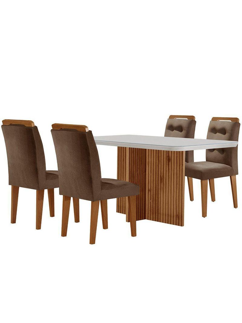 Sala De Jantar Mesa Olímpia 120cm Mdf  4 Cadeiras