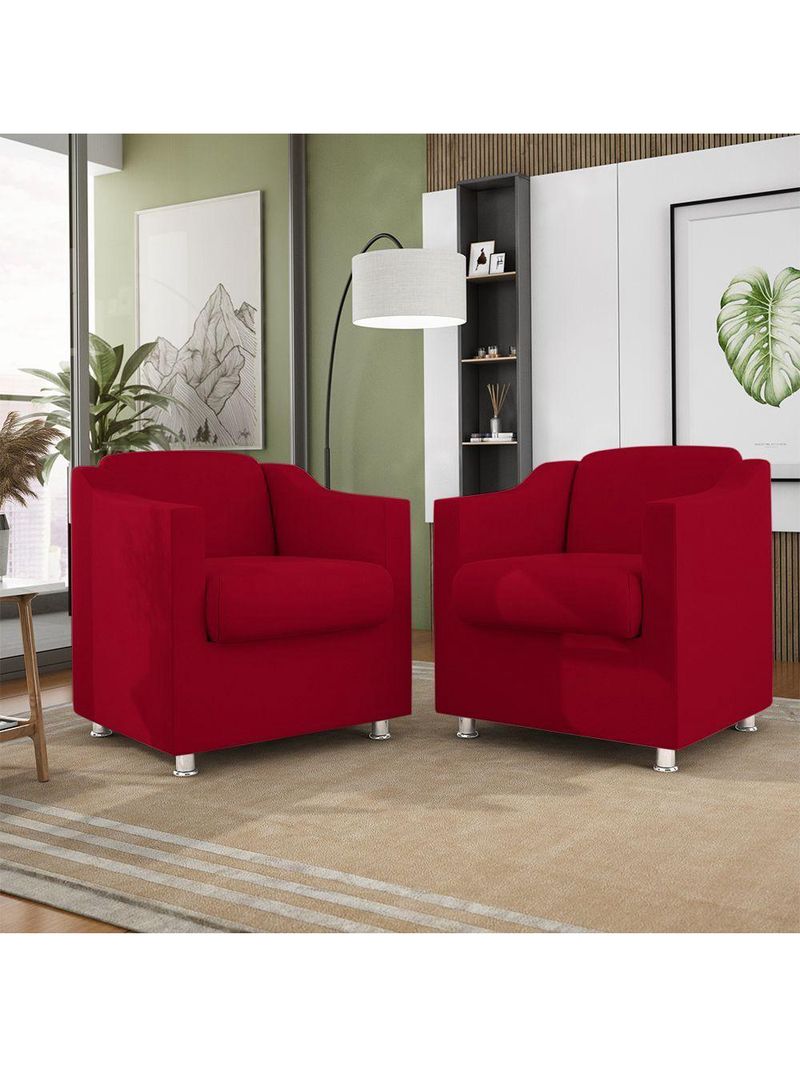 Poltrona Decorativa Tilla Reforçada Sala – Balaqui Decor Cor:vermelho