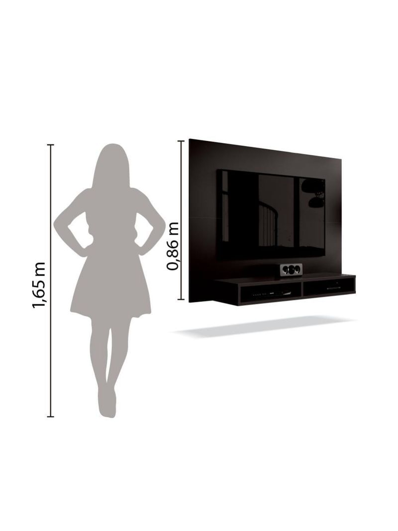 Painel Para Tv Até 42 Polegadas 1,20m Fox New Preto Preto