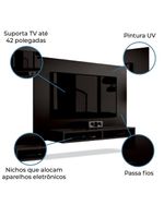 Painel Para Tv Até 42 Polegadas 1,20m Fox New Preto Preto