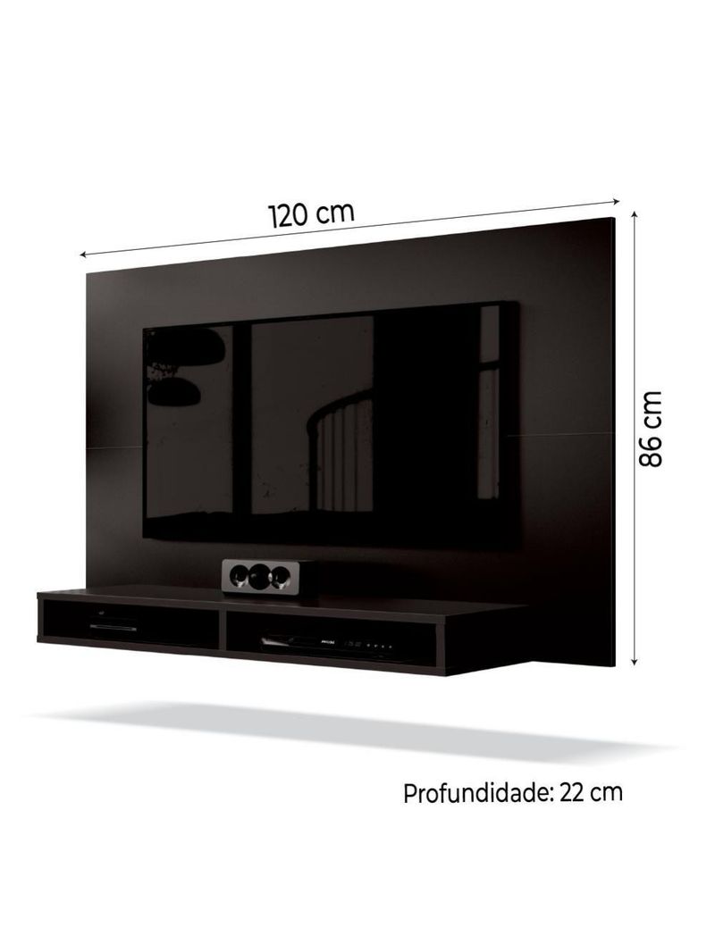 Painel Para Tv Até 42 Polegadas 1,20m Fox New Preto Preto