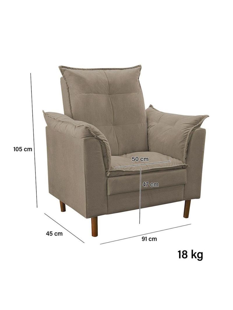 Poltrona De Amamentação Loana Com Puff Suede Bege Escuro