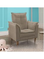 Poltrona De Amamentação Loana Com Puff Suede Bege Escuro