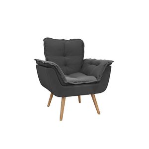 Poltrona Decorativa Dubai Para Sala Veludo Selmer Cinza