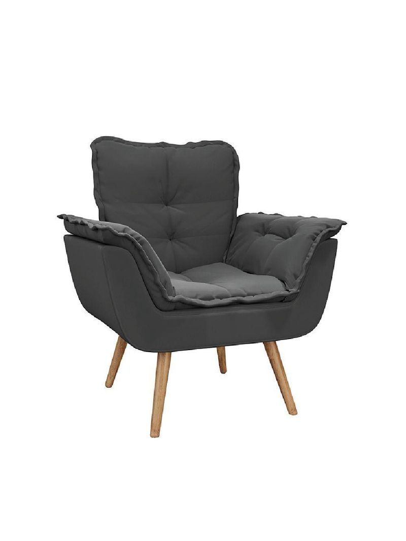 Poltrona Decorativa Dubai Para Sala Veludo Selmer Cinza