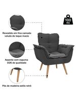 Poltrona Decorativa Dubai Para Sala Veludo Selmer Cinza