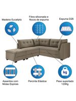 Sofá De Canto Com Puff Monte Do Seu Jeito Benfica Veludo Luizzi Cappuccino