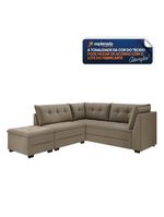 Sofá De Canto Com Puff Monte Do Seu Jeito Benfica Veludo Luizzi Cappuccino