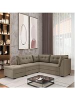 Sofá De Canto Com Puff Monte Do Seu Jeito Benfica Veludo Luizzi Cappuccino