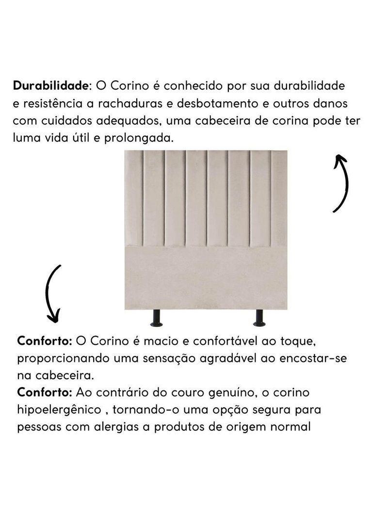 Cabeceira Estofada De Cama Casal Queen 160 Cm Paolla Corino bege