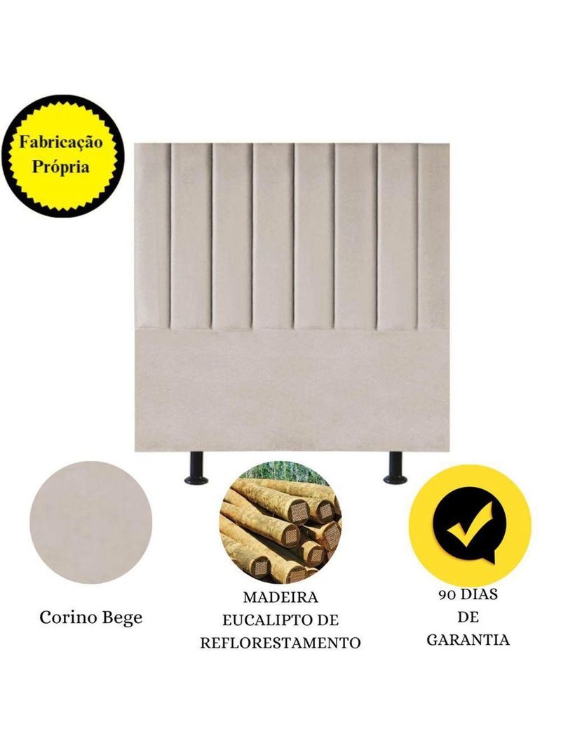 Cabeceira Estofada De Cama Casal Queen 160 Cm Paolla Corino bege