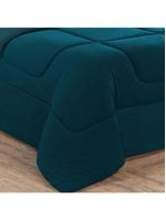 Kit Edredom + Jogo de Lençol Malha 100% Algodão Gran Moratta 6 Peças King - Azul Petróleo