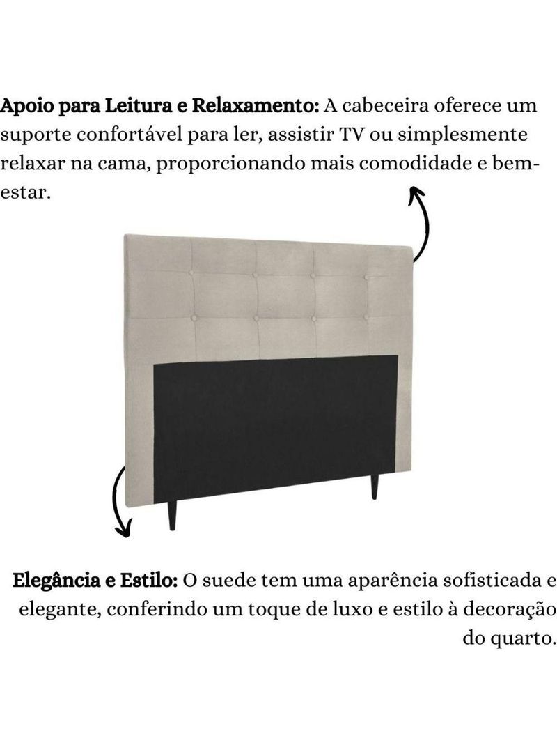 Cabeceira Estofada Cama Box Queen 160 Cm Milão Suede Suede Bege