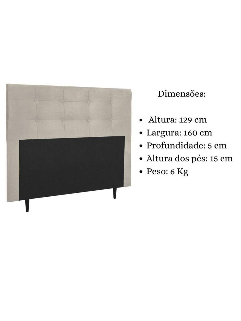 Cabeceira Estofada Cama Box Queen 160 Cm Milão Suede Suede Bege