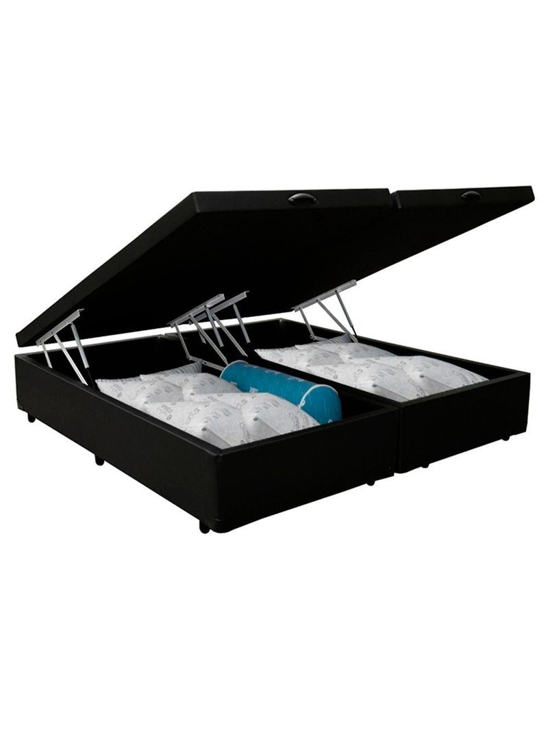 Cama Box Baú Queen Bipartido Sintético SerenePrime Preto 158x198x44cm