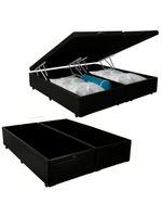 Cama Box Baú Queen Bipartido Sintético SerenePrime Preto 158x198x44cm