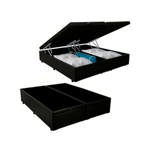 Cama Box Baú Queen Bipartido Sintético SerenePrime Preto 158x198x44cm