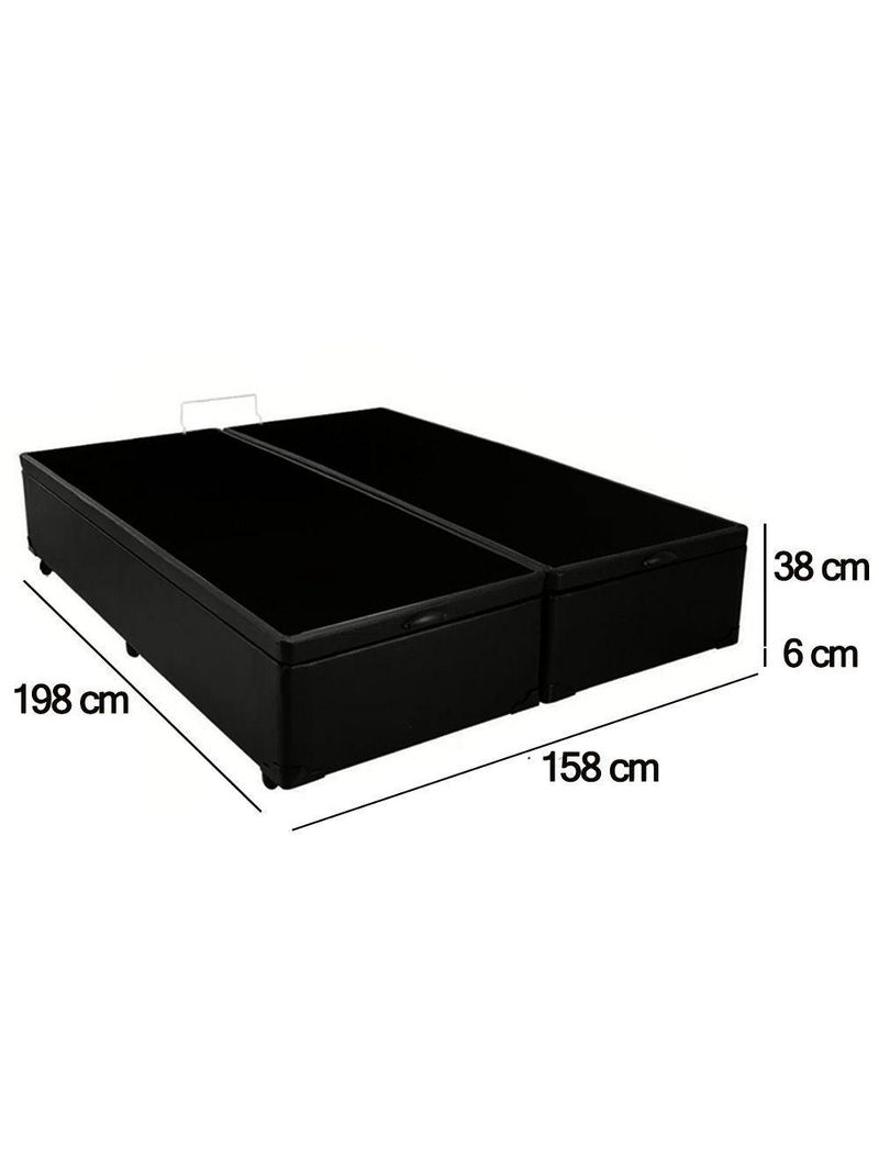 Cama Box Baú Queen Bipartido Sintético SerenePrime Preto 158x198x44cm