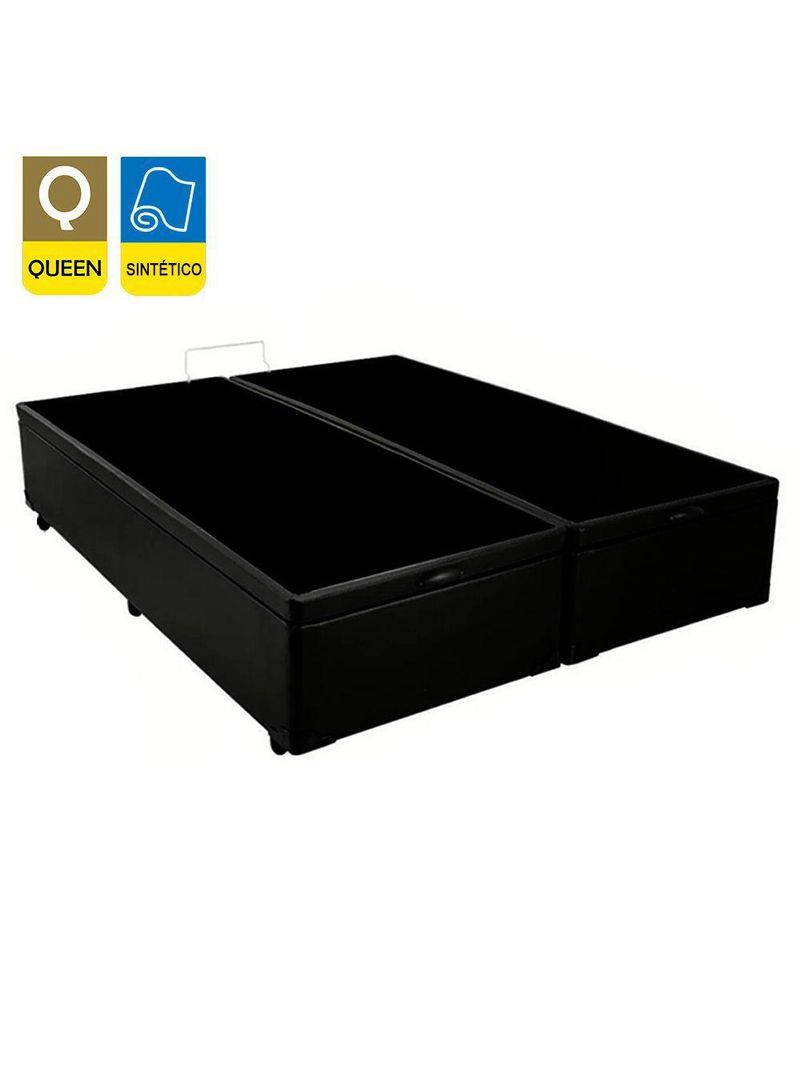 Cama Box Baú Queen Bipartido Sintético SerenePrime Preto 158x198x44cm