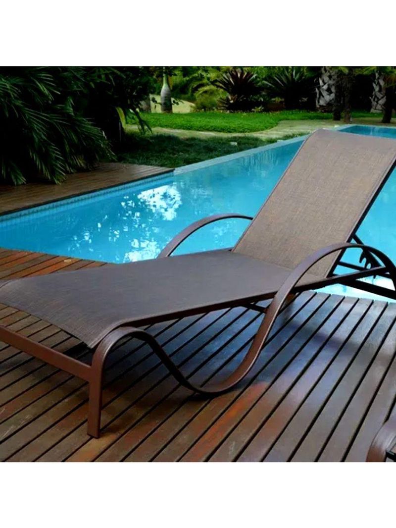 Espreguiçadeira Califórnia Alumínio Sling de Hotel Piscina