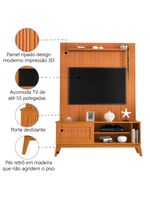 Rack Bancada Aruba Com Painel Para TV Até 55 Polegadas Egeo Cedro Ripado Impressão 3D EDN