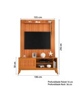 Rack Bancada Aruba Com Painel Para TV Até 55 Polegadas Egeo Cedro Ripado Impressão 3D EDN