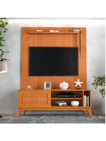 Rack Bancada Aruba Com Painel Para TV Até 55 Polegadas Egeo Cedro Ripado Impressão 3D EDN