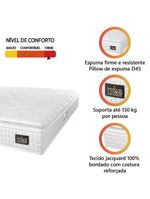 Colchão Casal Queen Espuma D45 Lazio Pillow Top 158x198x24cm Branco Hellen - Suporta Até 150 Kg Por Pessoa Branco