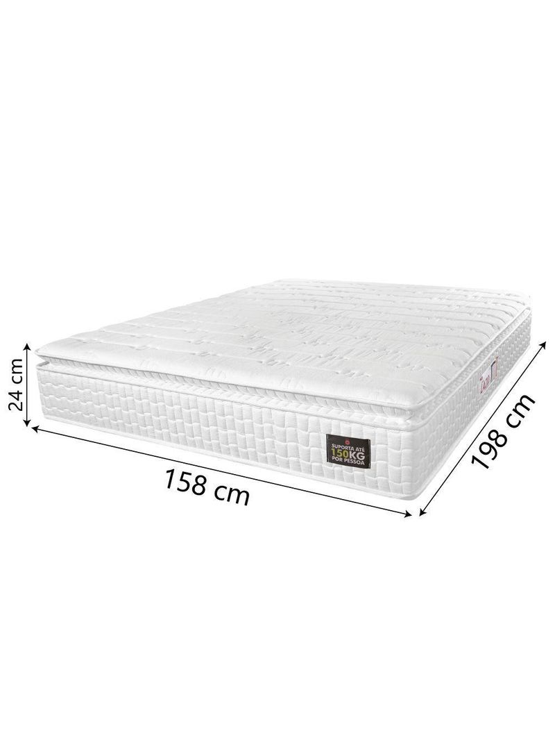 Colchão Casal Queen Espuma D45 Lazio Pillow Top 158x198x24cm Branco Hellen - Suporta Até 150 Kg Por Pessoa Branco