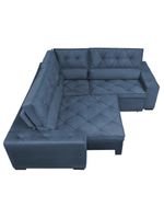 Sofa De Canto Retrátil E Reclinável Com Molas Cama Inbox Austin 2,50m X 2,50m Suede Velusoft Azul