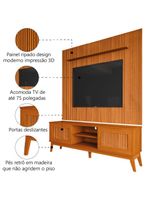 Rack Bancada King Com Painel Para TV Até 75 Polegadas Avante Cedro Ripado Impressão 3D EDN