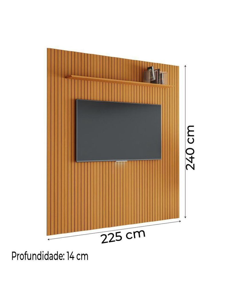 Painel Para Tv Até 75 Polegadas  Ripado Com Prateleira Arbo