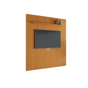 Painel Para Tv Até 75 Polegadas 2,25x2,40m Ripado Com Prateleira Arbo Cedro Edn Nature